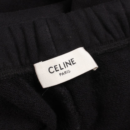 ロゴ刺繍 スウェット ハーフ パンツ コットン ブラック セリーヌ ボトムス CELINE
