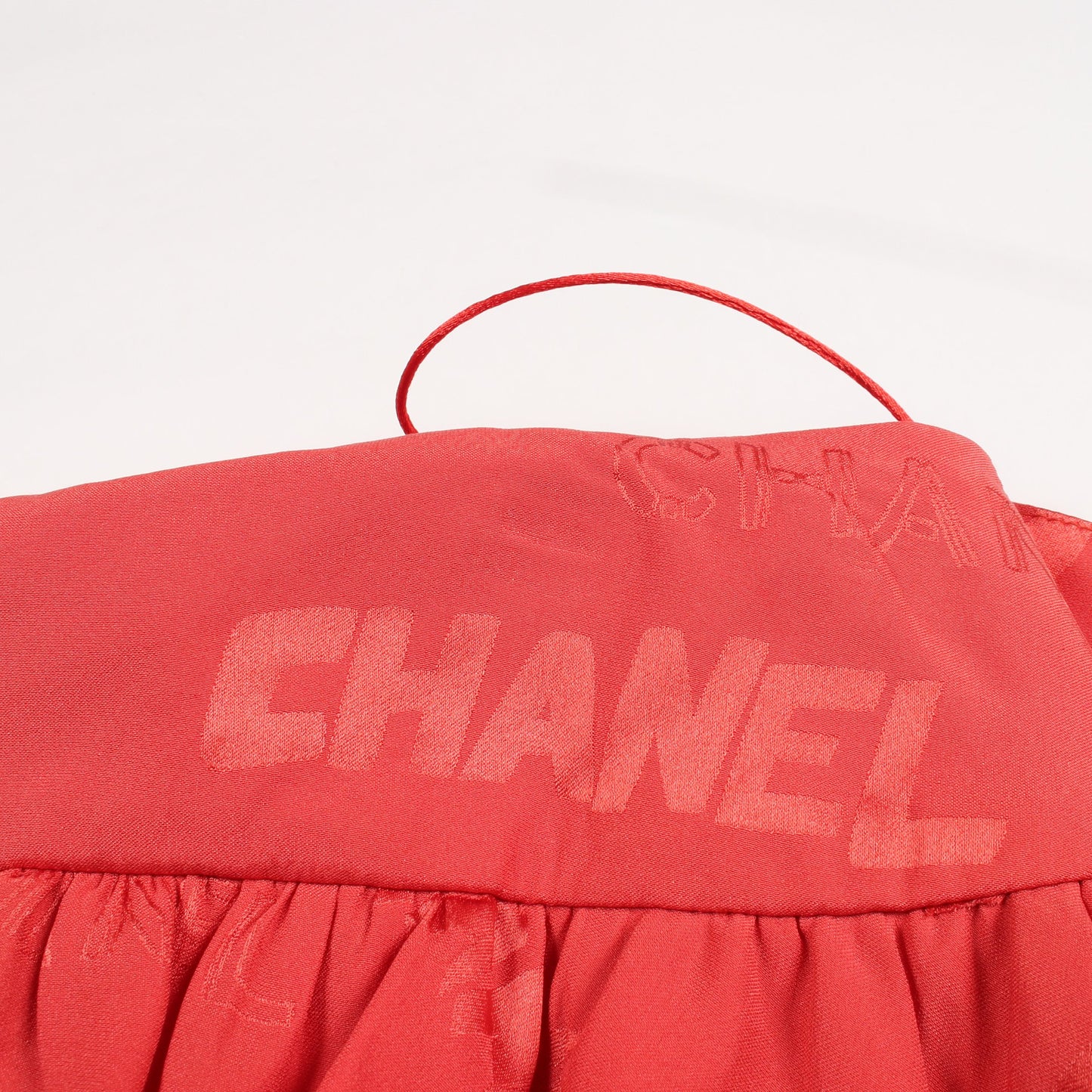 ロゴ フリル スカート シルク オレンジレッド シャネル ボトムス CHANEL