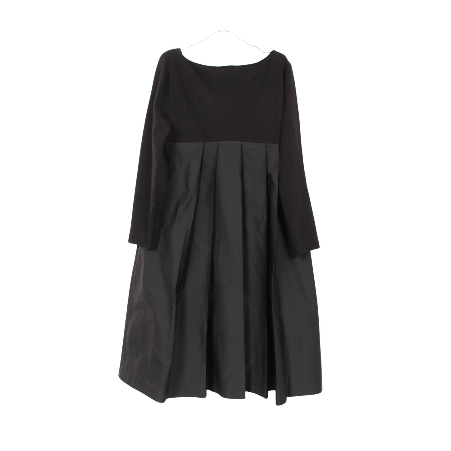 切替 プリーツ 長袖 ワンピース レーヨン ブラック ジルサンダーネイビー ワンピース JIL SANDER NAVY