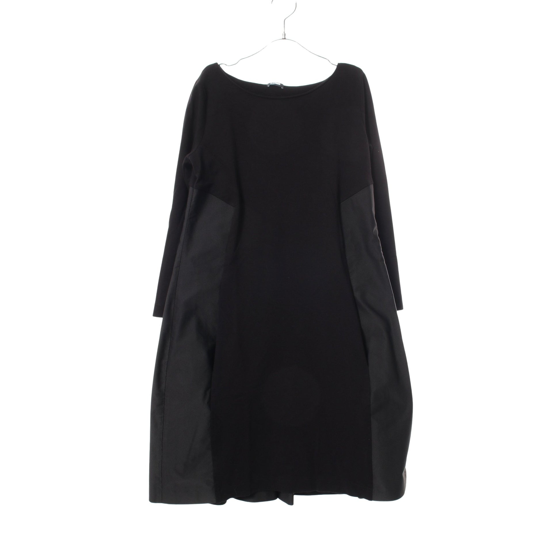 切替 プリーツ 長袖 ワンピース レーヨン ブラック ジルサンダーネイビー ワンピース JIL SANDER NAVY