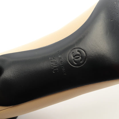 ココマーク パンプス レザー サテン ベージュ ブラック シャネル シューズ CHANEL