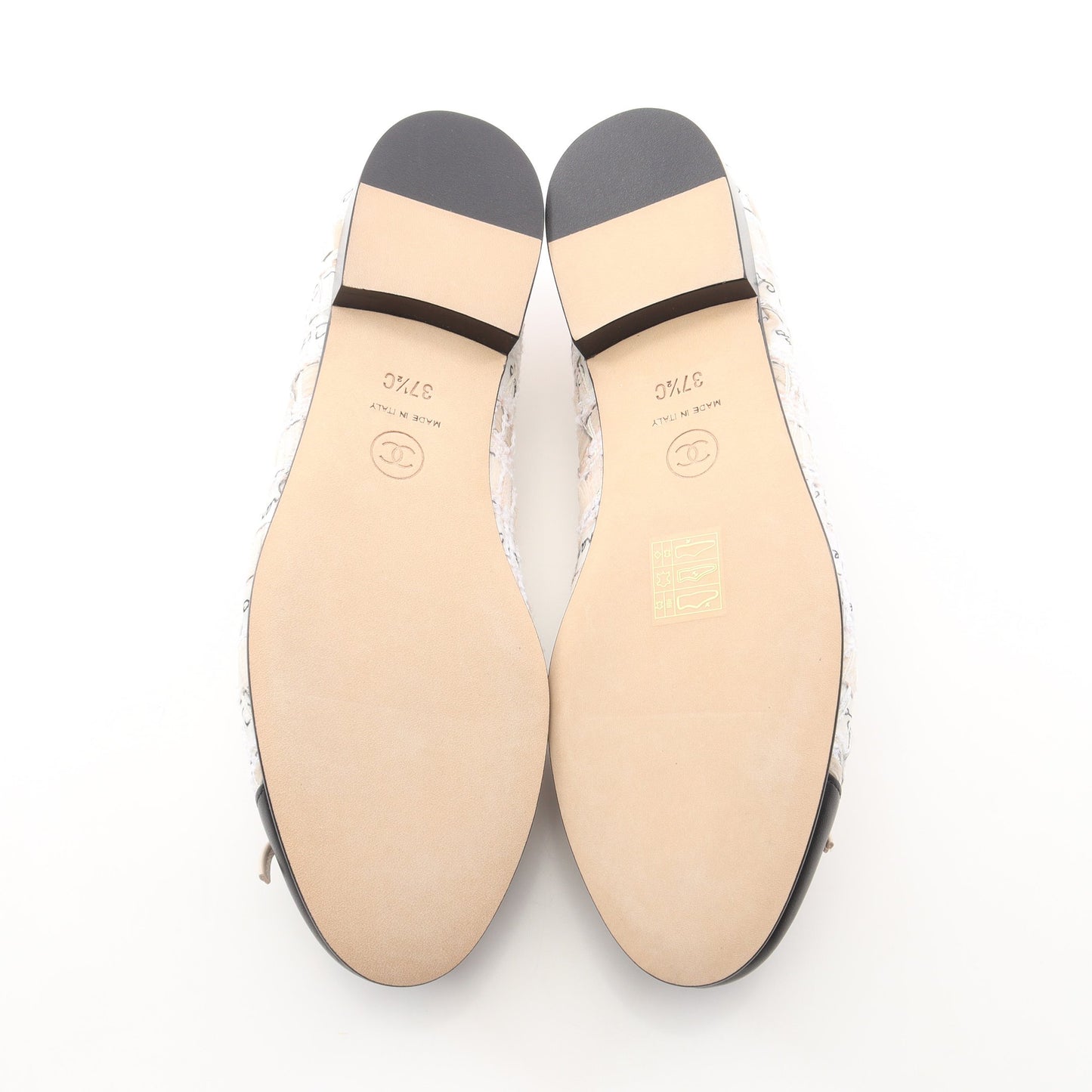 BALLERINA バレリーナ ココマーク バレエシューズ ファブリック レザー ベージュ ブラック シャネル
