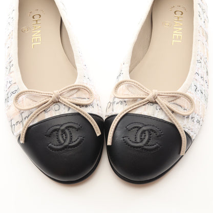 BALLERINA バレリーナ ココマーク バレエシューズ ファブリック レザー ベージュ ブラック シャネル