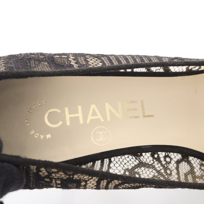 レース パンプス ファブリック フェイクパール ブラック シャネル シューズ CHANEL