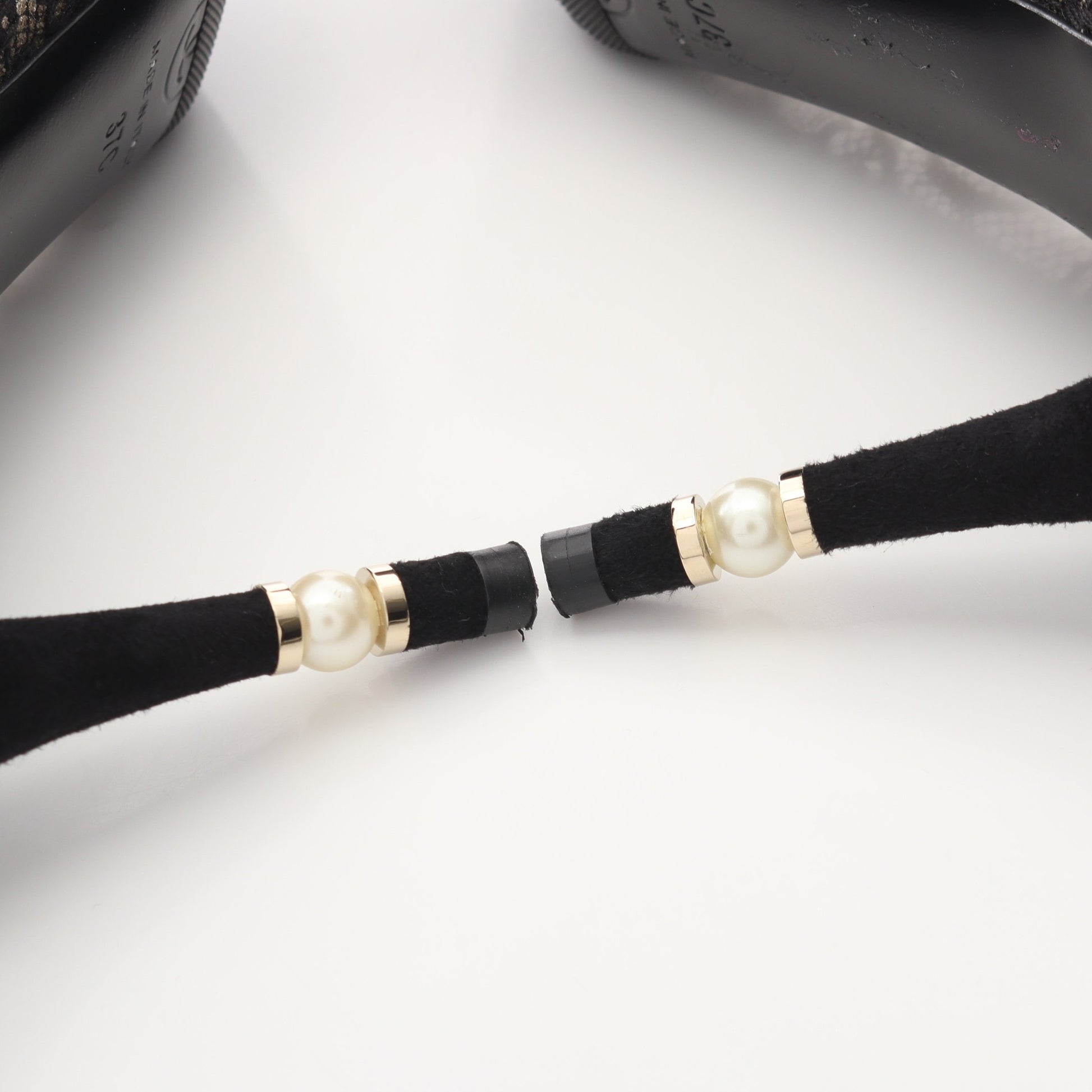 レース パンプス ファブリック フェイクパール ブラック シャネル シューズ CHANEL
