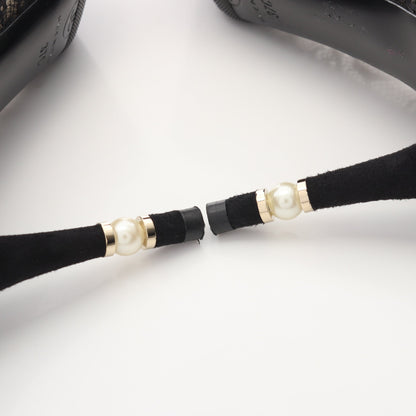 レース パンプス ファブリック フェイクパール ブラック シャネル シューズ CHANEL