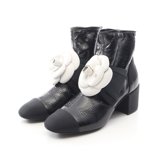カメリア ココマーク ブーツ レザー ブラック シャネル シューズ CHANEL