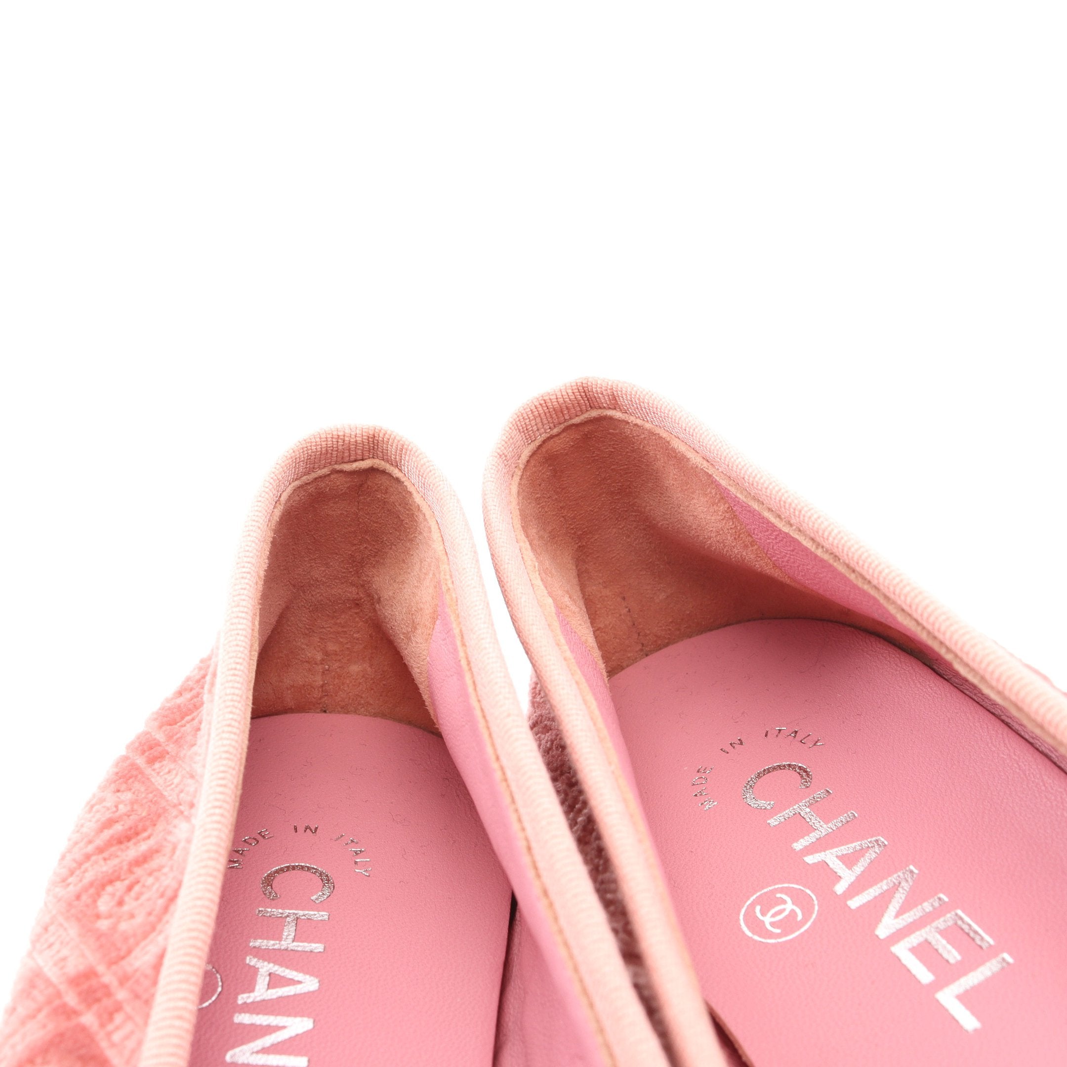 CHANEL ピンク バレエシューズ 36½ BALLERINA バレリーナ ココマーク バレエシューズ ファブリック サテン