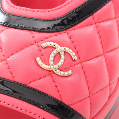 ココマーク マトラッセ 厚底 サンダル レザー エナメルレザー フェイクパール ピンク ブラック シャネル シューズ CHANEL