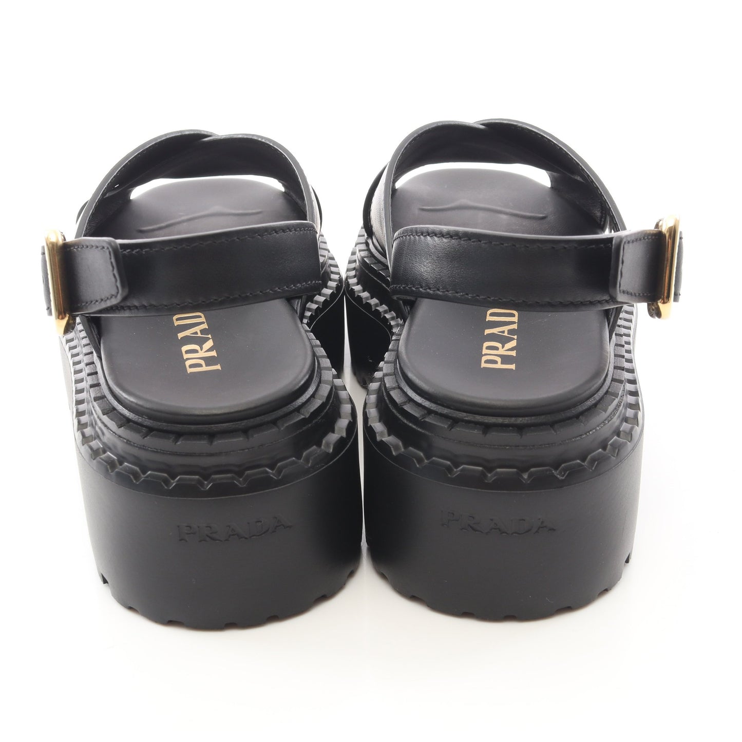 クリスクロス サンダル レザー ブラック プラダ シューズ PRADA