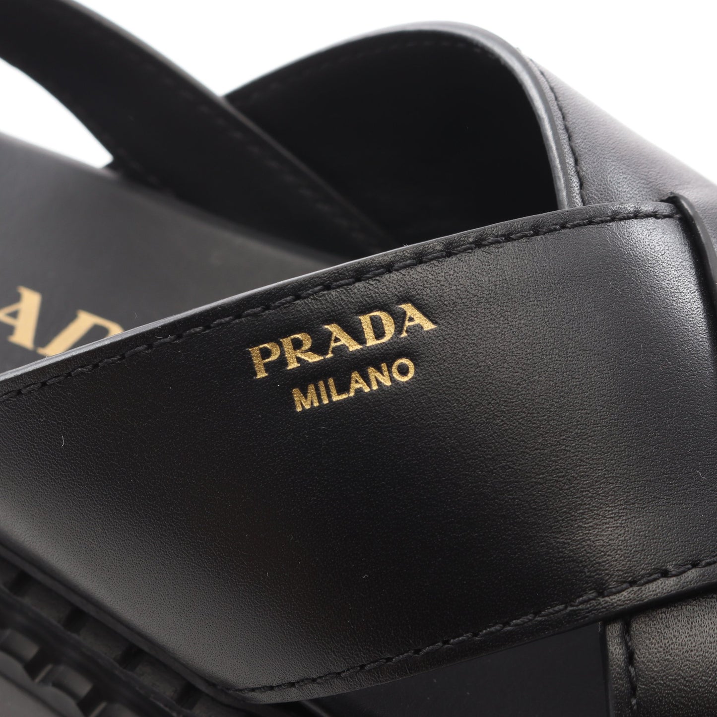 クリスクロス サンダル レザー ブラック プラダ シューズ PRADA