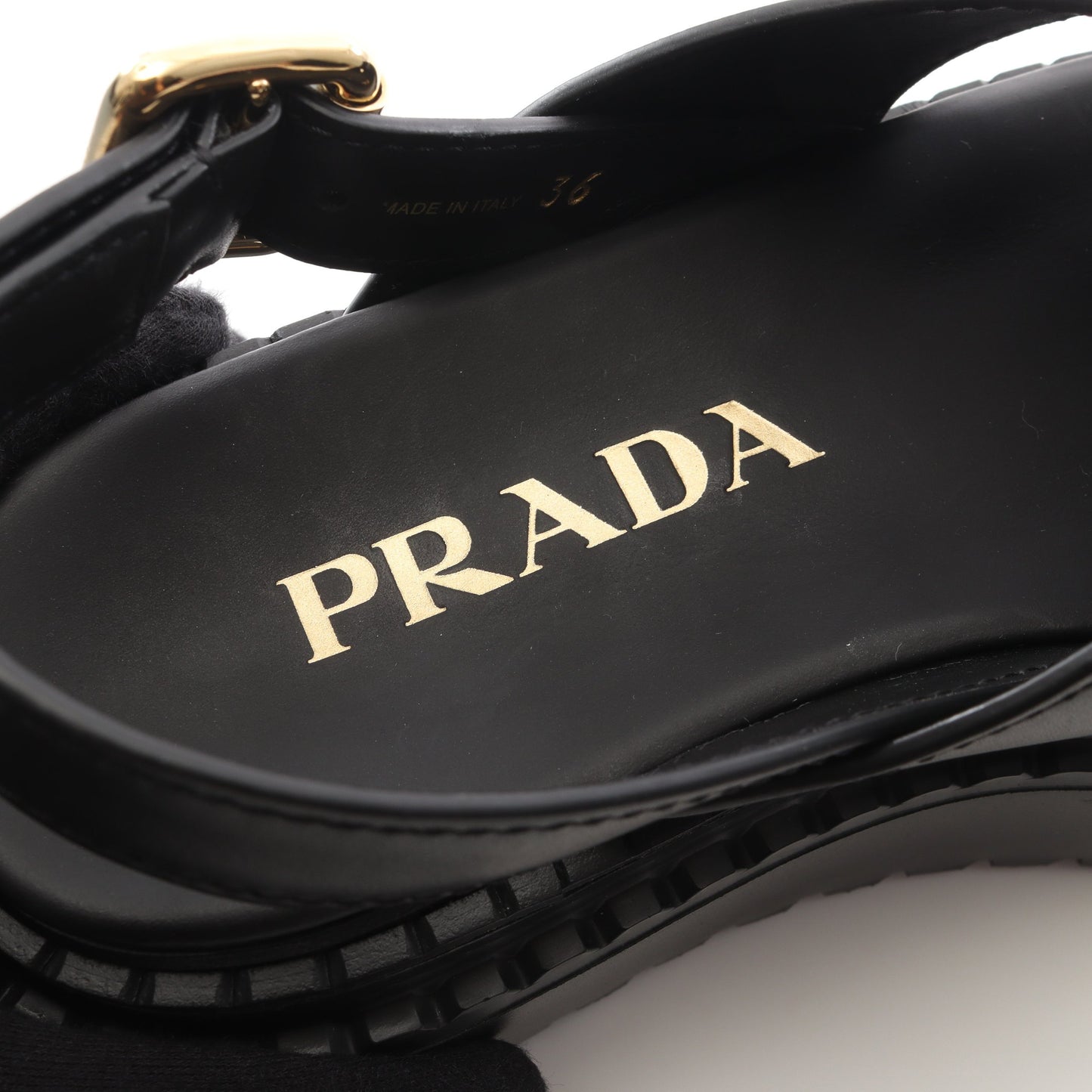 クリスクロス サンダル レザー ブラック プラダ シューズ PRADA
