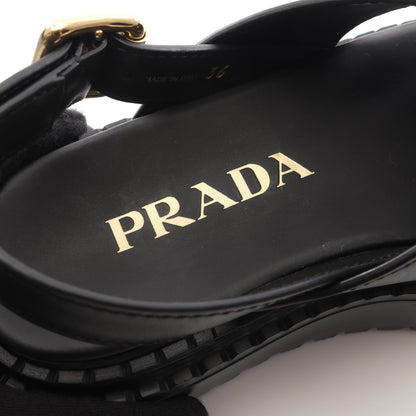 クリスクロス サンダル レザー ブラック プラダ シューズ PRADA
