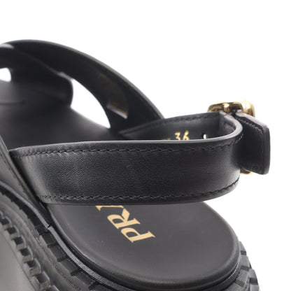 クリスクロス サンダル レザー ブラック プラダ シューズ PRADA