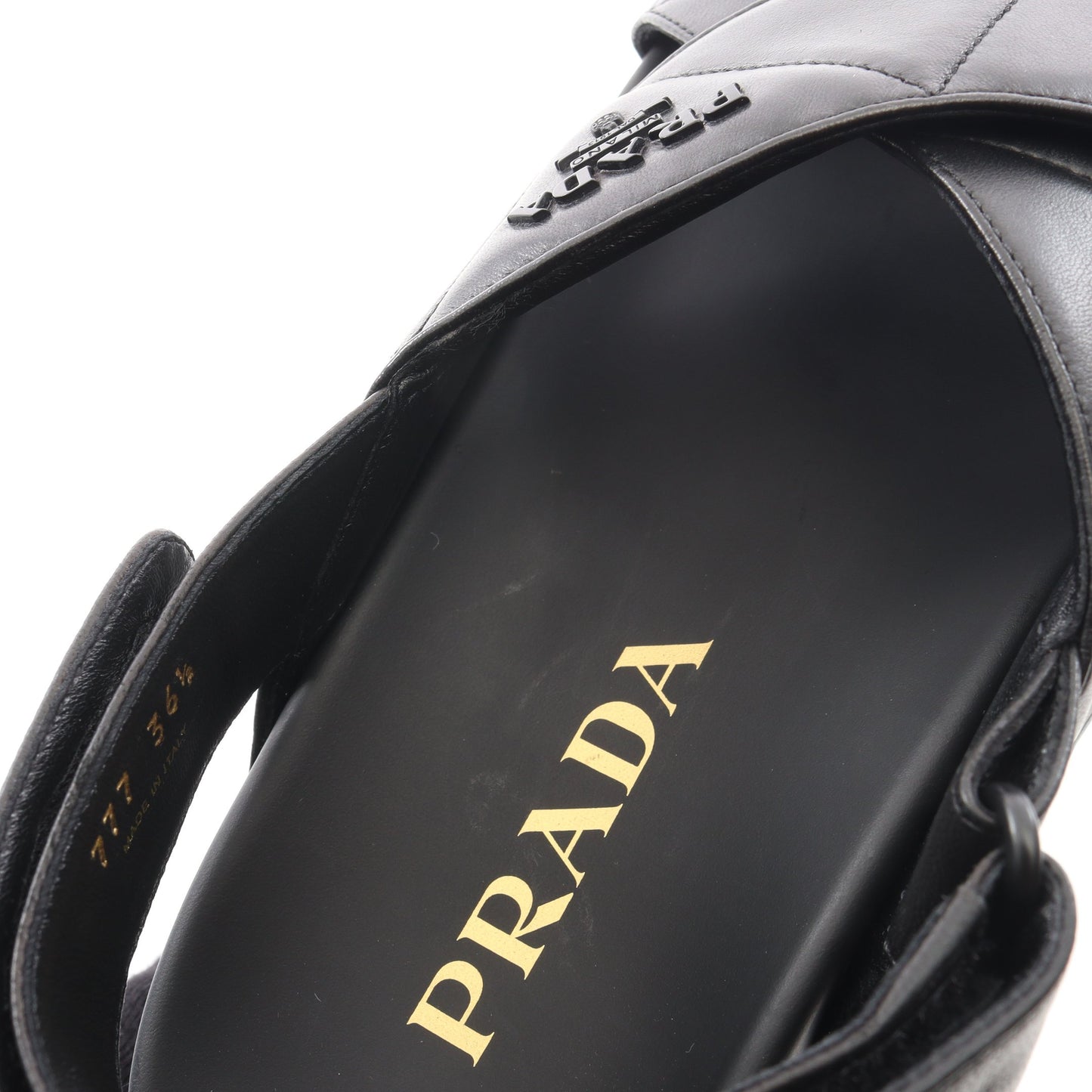 CALZATURE DONNA サンダル レザー ブラック プラダ シューズ PRADA
