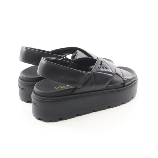 CALZATURE DONNA サンダル レザー ブラック プラダ シューズ PRADA