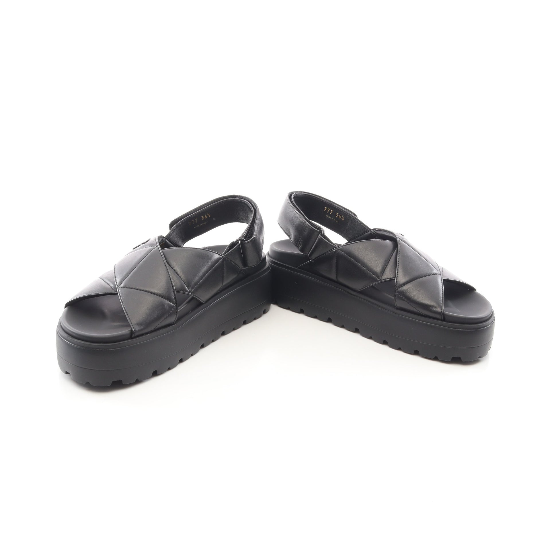 CALZATURE DONNA サンダル レザー ブラック プラダ シューズ PRADA