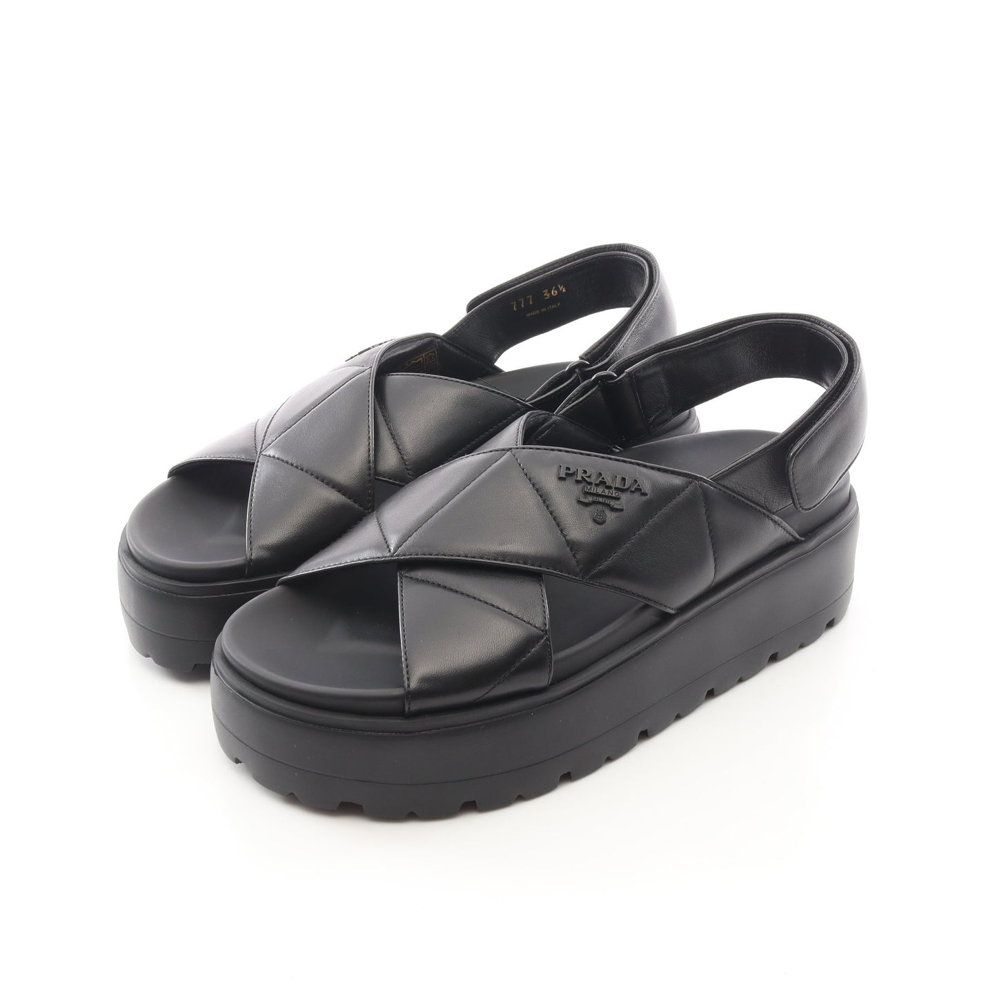 CALZATURE DONNA サンダル レザー ブラック プラダ シューズ PRADA
