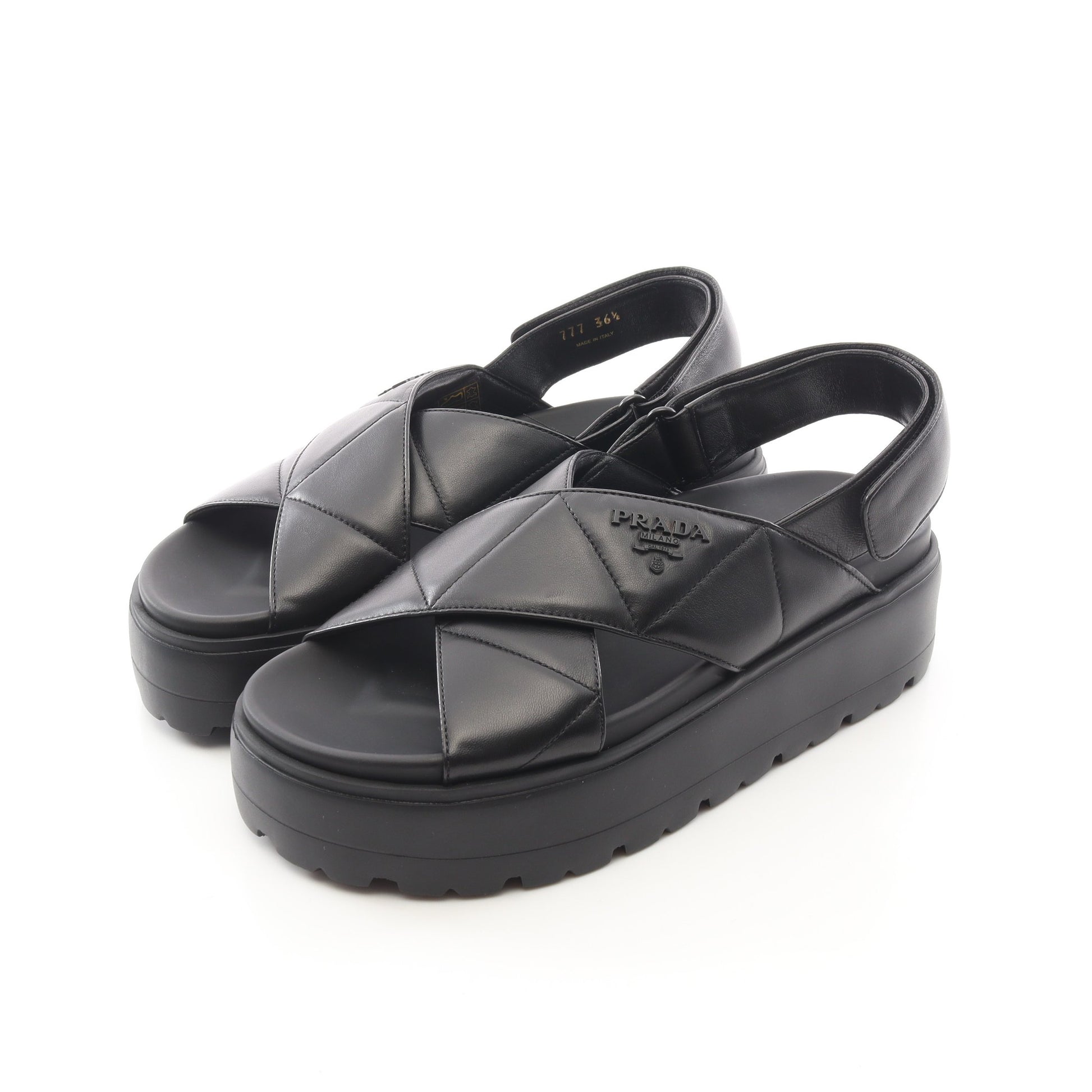 CALZATURE DONNA サンダル レザー ブラック プラダ シューズ PRADA