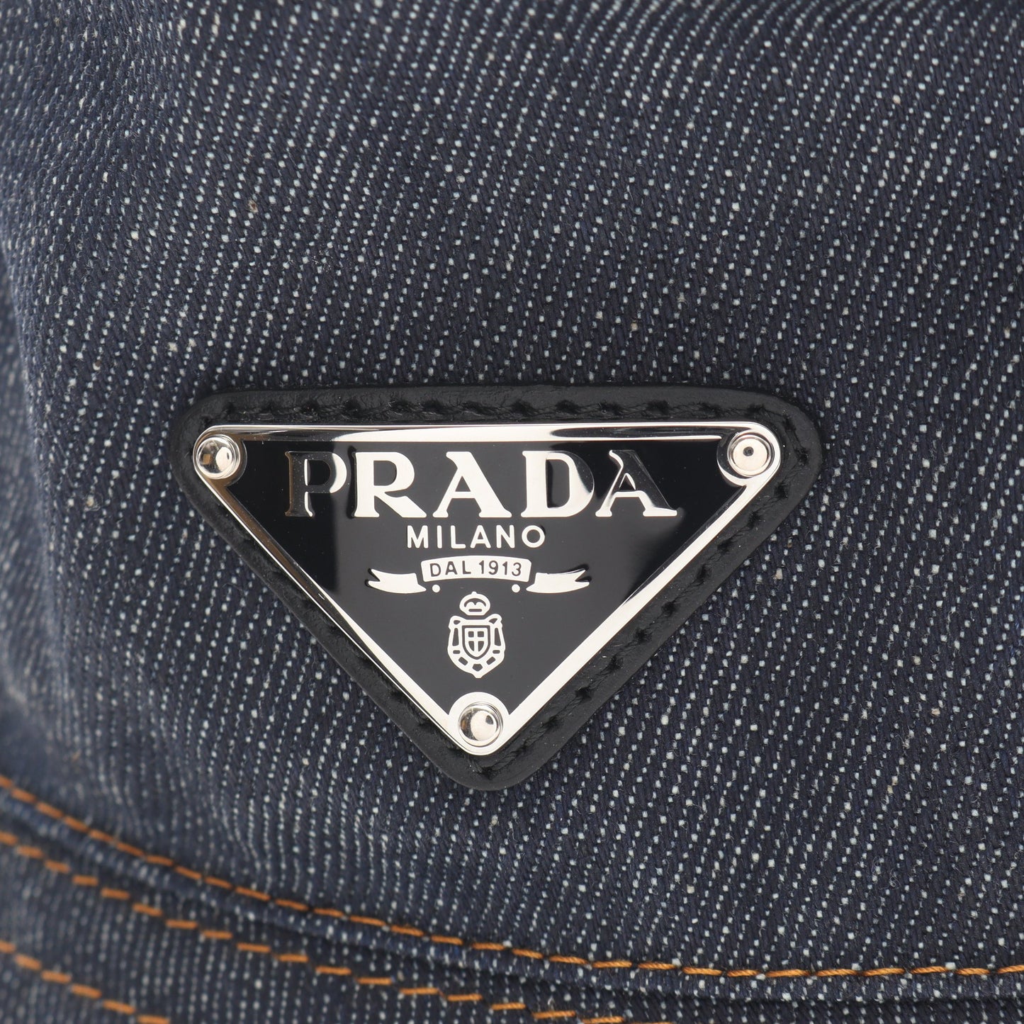 三角プレート デニム バケット ハット コットン ネイビー プラダ 財布・小物 PRADA