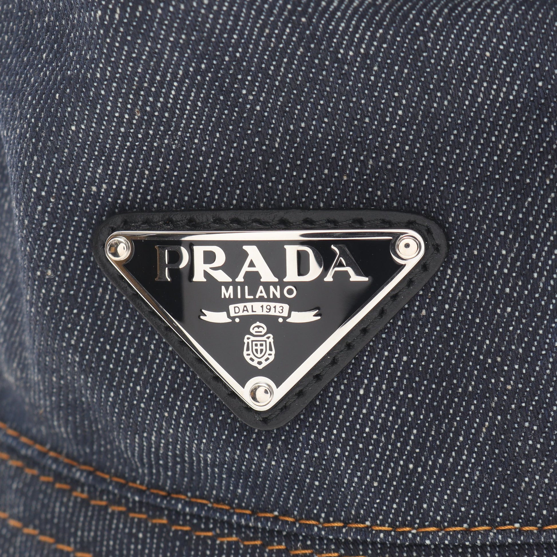三角プレート デニム バケット ハット コットン ネイビー プラダ 財布・小物 PRADA