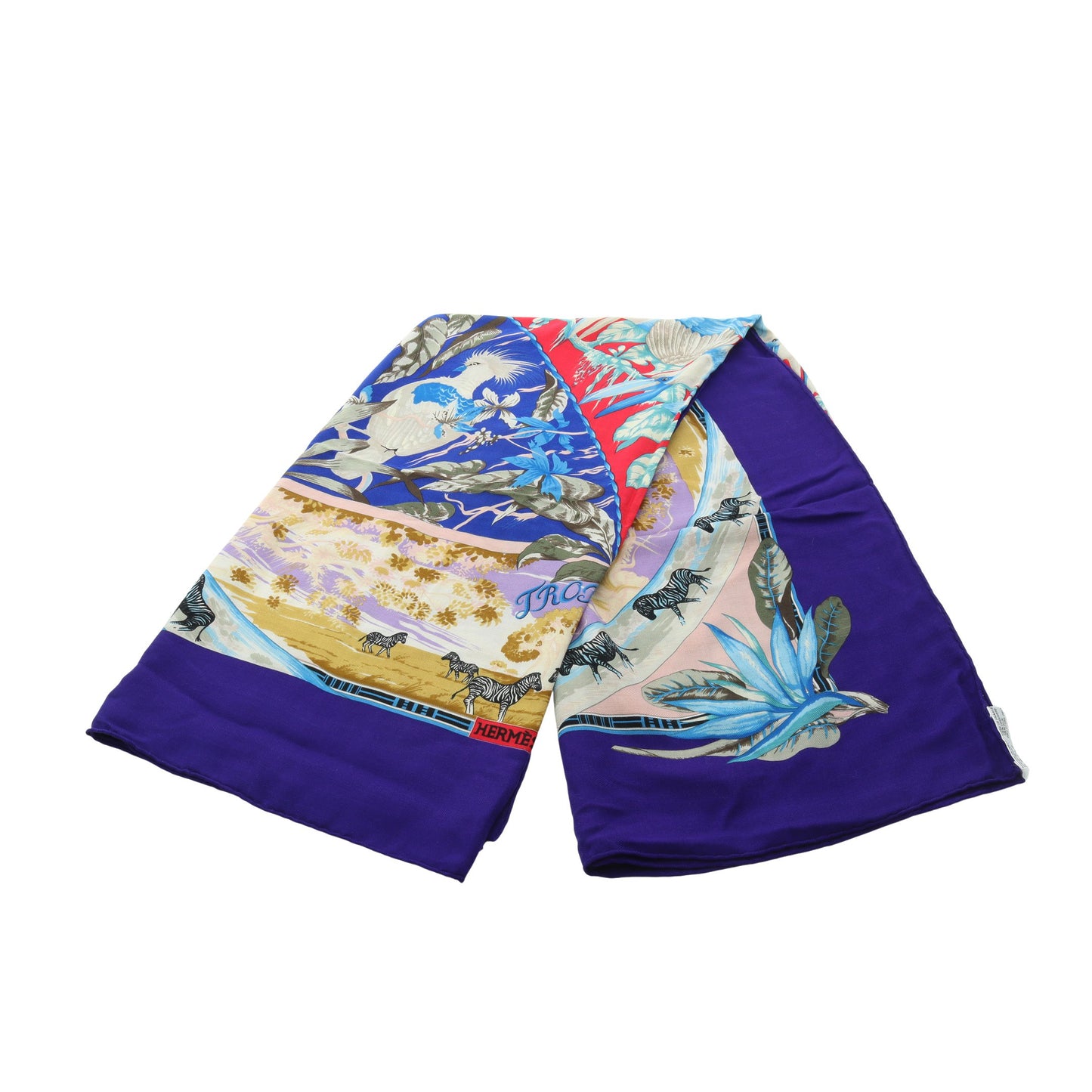 カレジェアン カレ140 TROPIQUES スカーフ ショール カシミヤ シルク ブルー マルチカラー エルメス