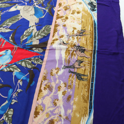 カレジェアン カレ140 TROPIQUES スカーフ ショール カシミヤ シルク ブルー マルチカラー エルメス
