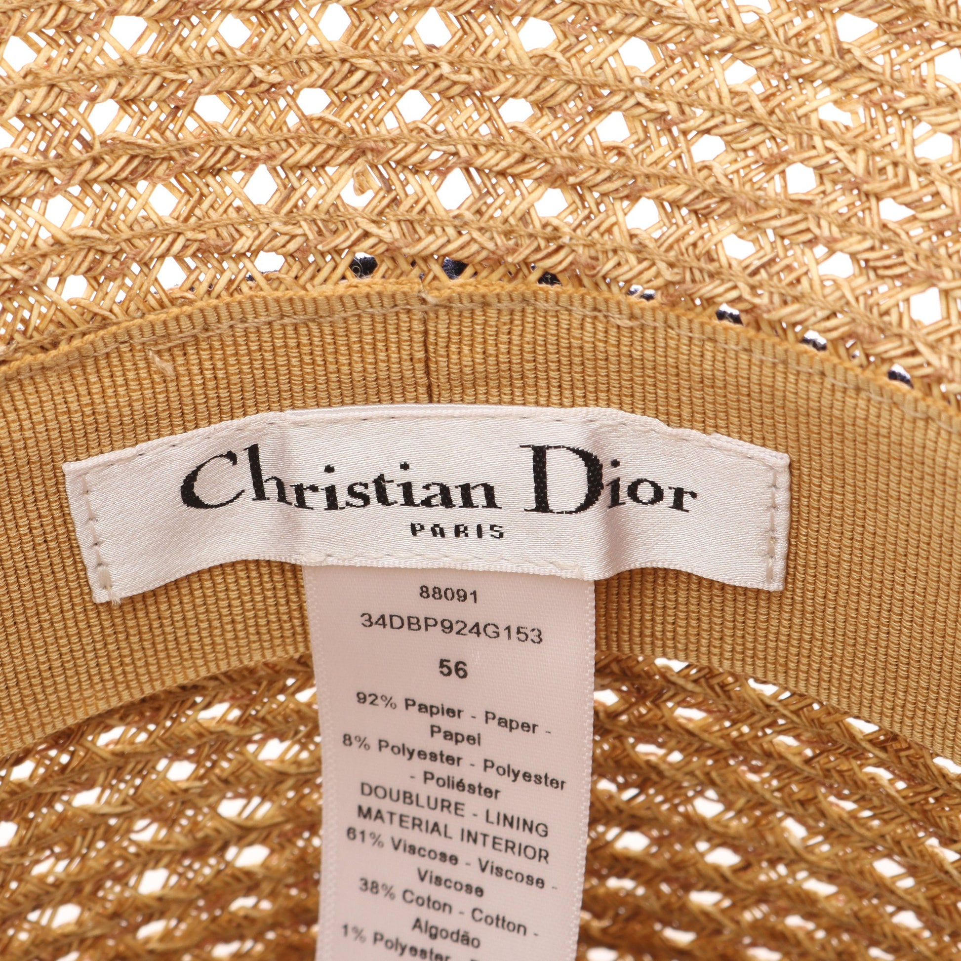 D-BOBBY ワイドブリム ハット ペーパー ベージュ ネイビー クリスチャンディオール 財布・小物 Christian Dior