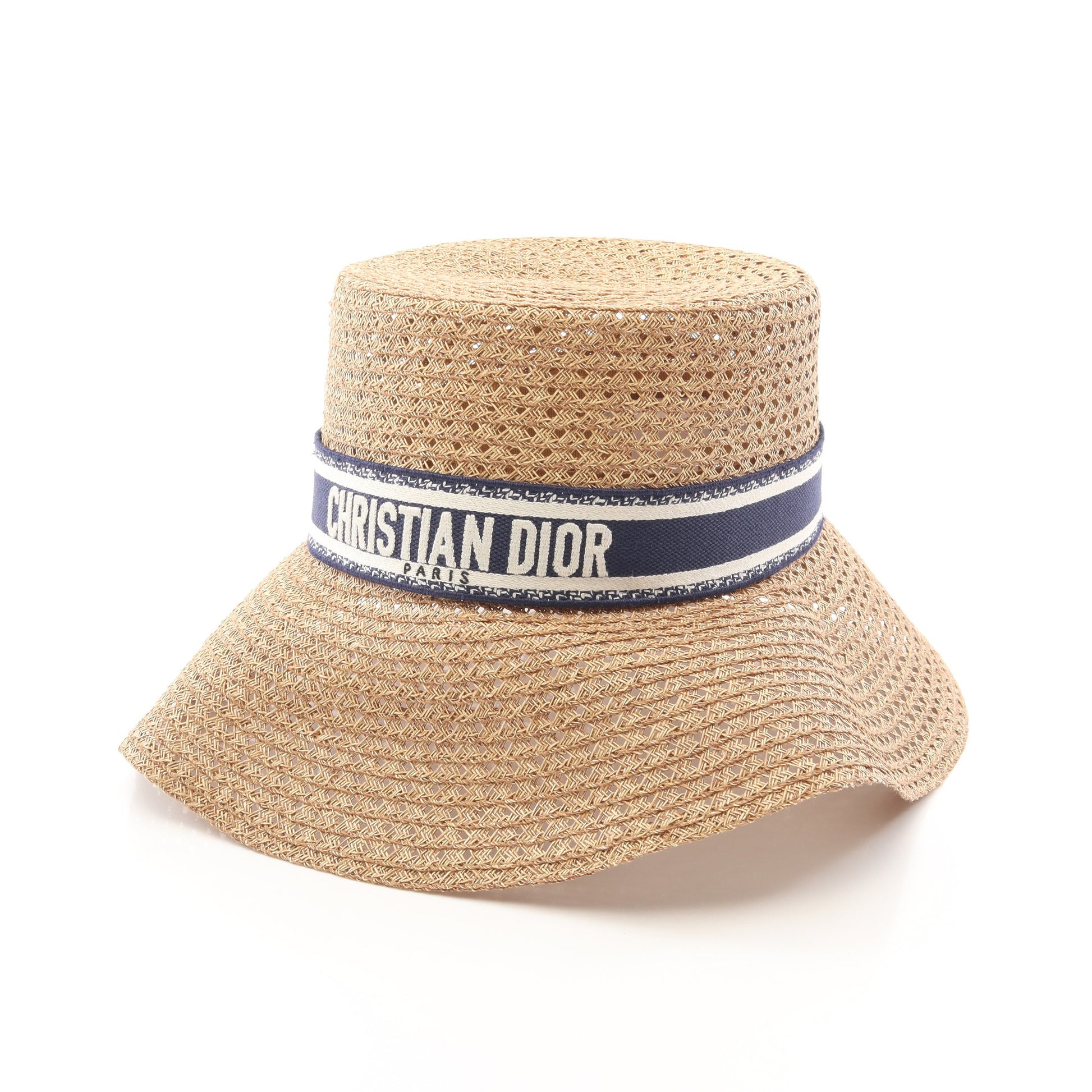 D-BOBBY ワイドブリム ハット ペーパー ベージュ ネイビー クリスチャンディオール 財布・小物 Christian Dior