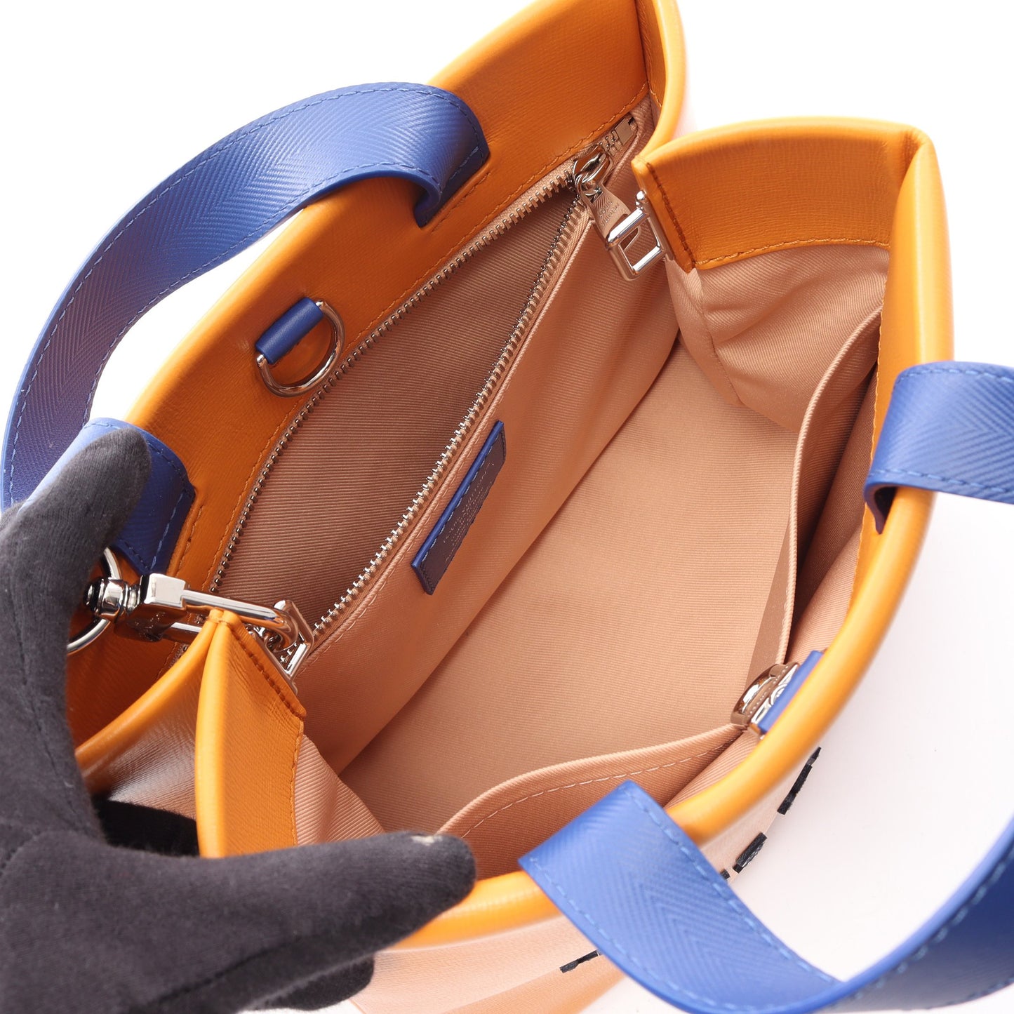 ショッパートート MINI 2WAY ハンドバッグ レザー オレンジ ブルー ルイヴィトン バッグ LOUIS VUITTON