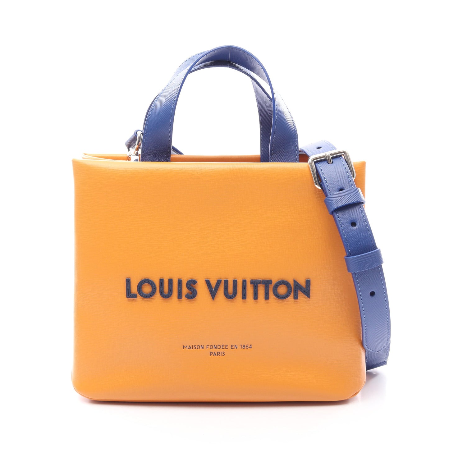 ショッパートート MINI 2WAY ハンドバッグ レザー オレンジ ブルー ルイヴィトン バッグ LOUIS VUITTON
