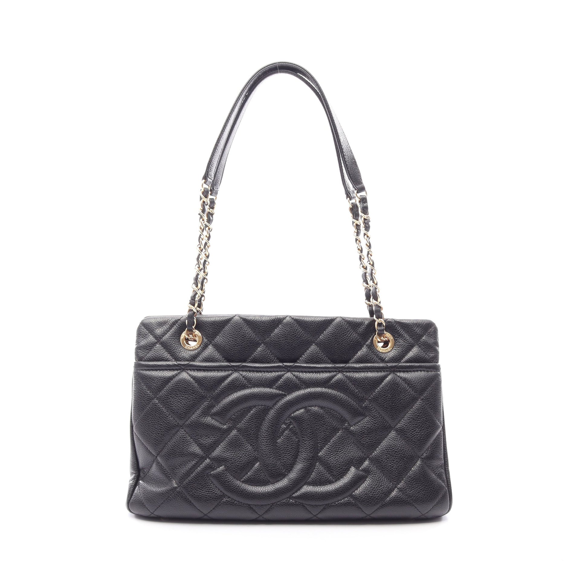 マトラッセ チェーンショルダーバッグ チェーントートバッグ キャビアスキン ブラック ゴールド金具 シャネル バッグ CHANEL