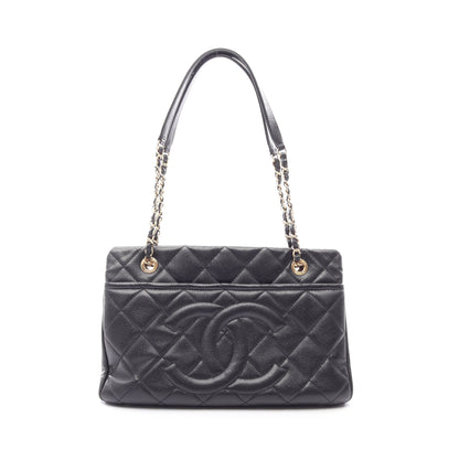 マトラッセ チェーンショルダーバッグ チェーントートバッグ キャビアスキン ブラック ゴールド金具 シャネル バッグ CHANEL