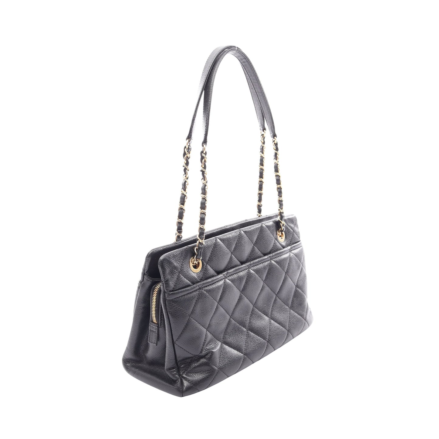 マトラッセ チェーンショルダーバッグ チェーントートバッグ キャビアスキン ブラック ゴールド金具 シャネル バッグ CHANEL