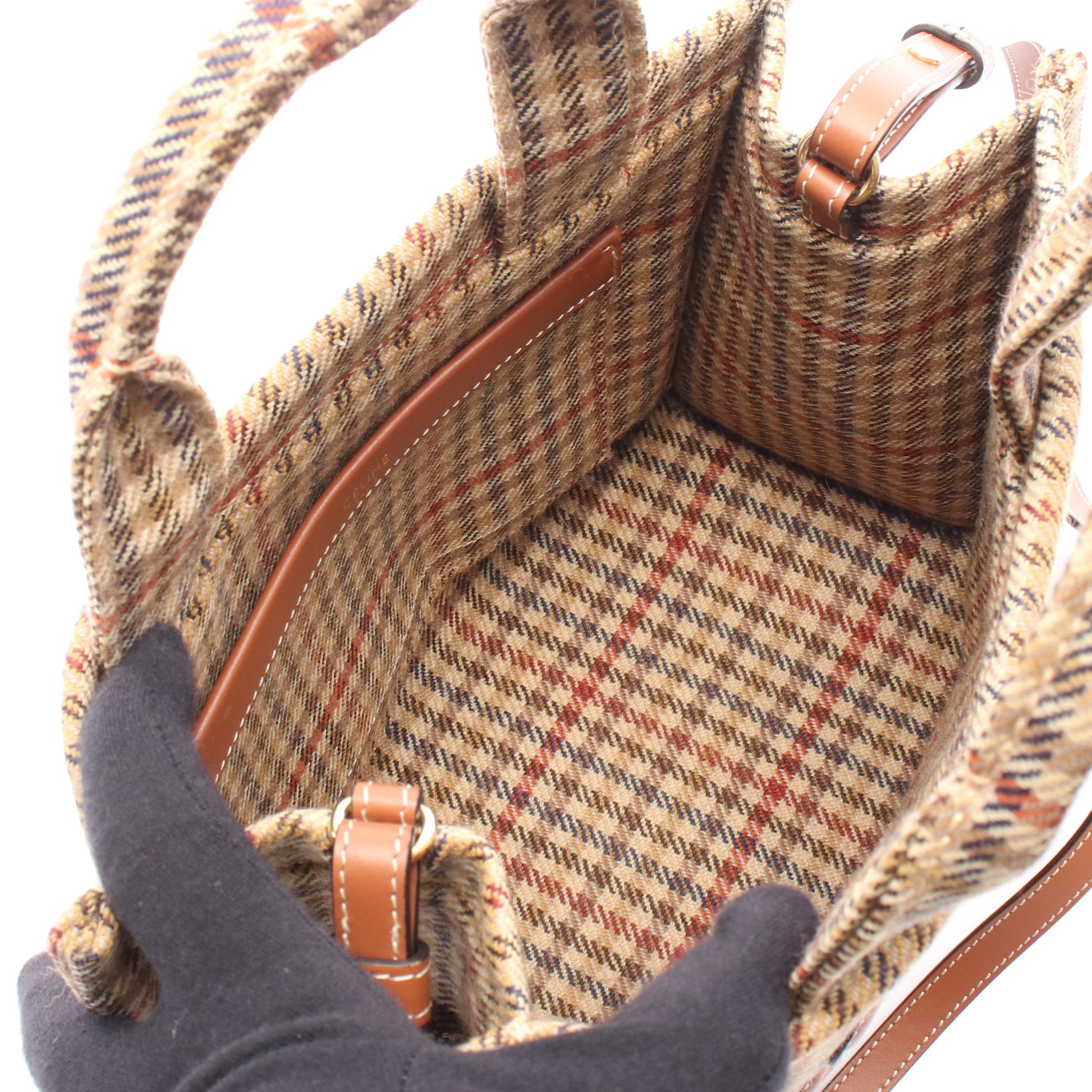 SMALL CABAS スモール カバ タイス トリオンフ 2WAY ハンドバッグ トートバッグ ツイード レザー ベージュ ブラウン マルチカラー セリーヌ バッグ CELINE