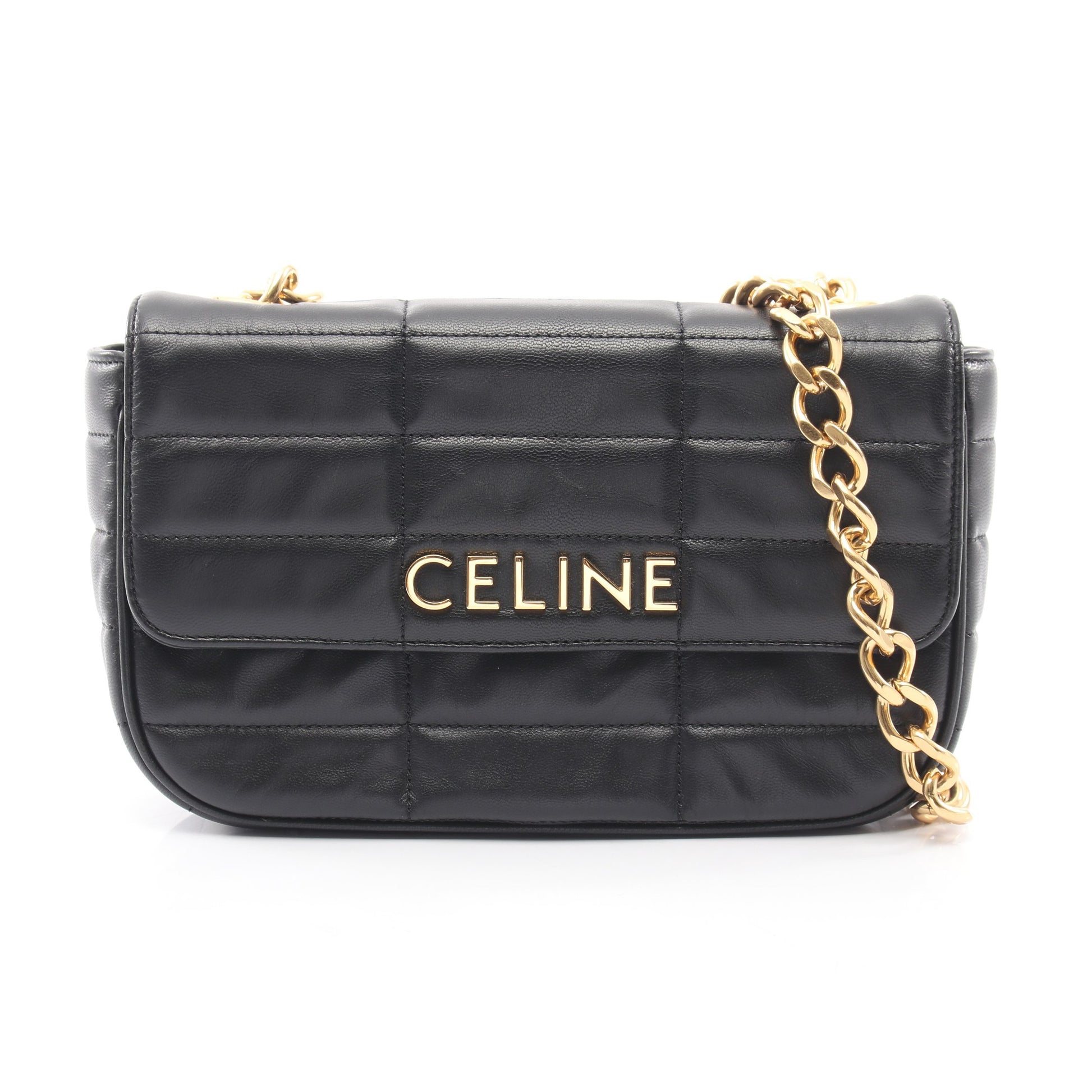 モノクローム チェーンショルダーバッグ レザー ブラック セリーヌ バッグ CELINE