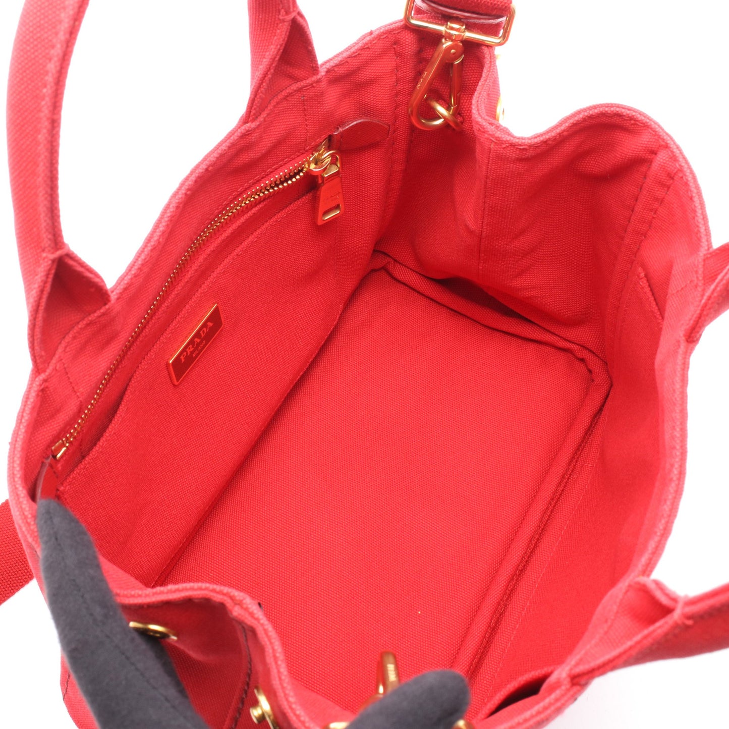 CANAPA カナパ ミニ 2WAY ハンドバッグ トートバッグ キャンバス レッド プラダ