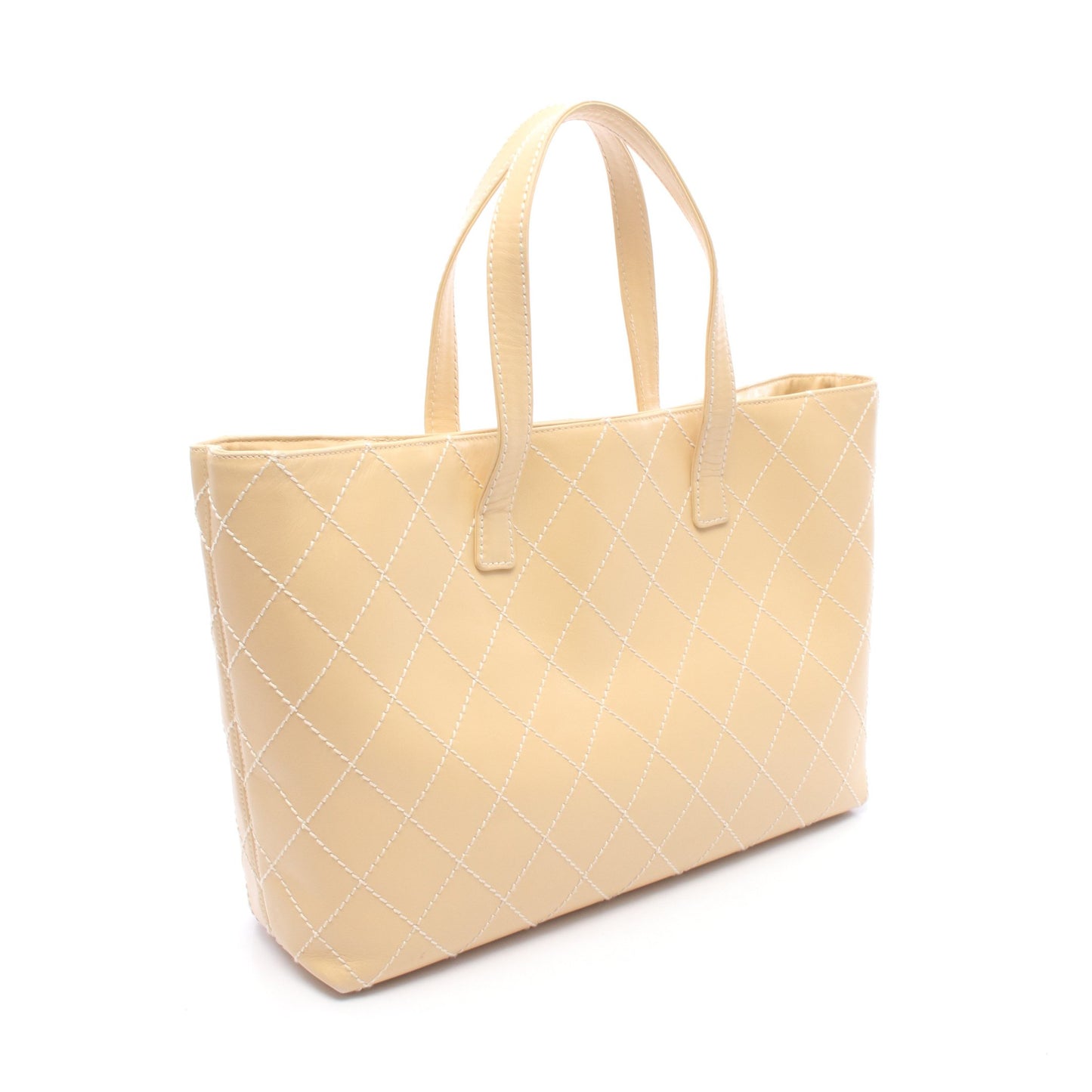 ワイルドステッチ ハンドバッグ トートバッグ レザー ベージュ ゴールド金具 シャネル バッグ CHANEL