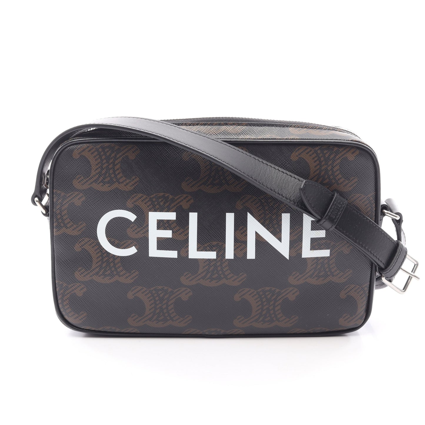 トリオンフ ミディアム メッセンジャーバッグ ショルダーバッグ PVC レザー ブラック セリーヌ バッグ CELINE