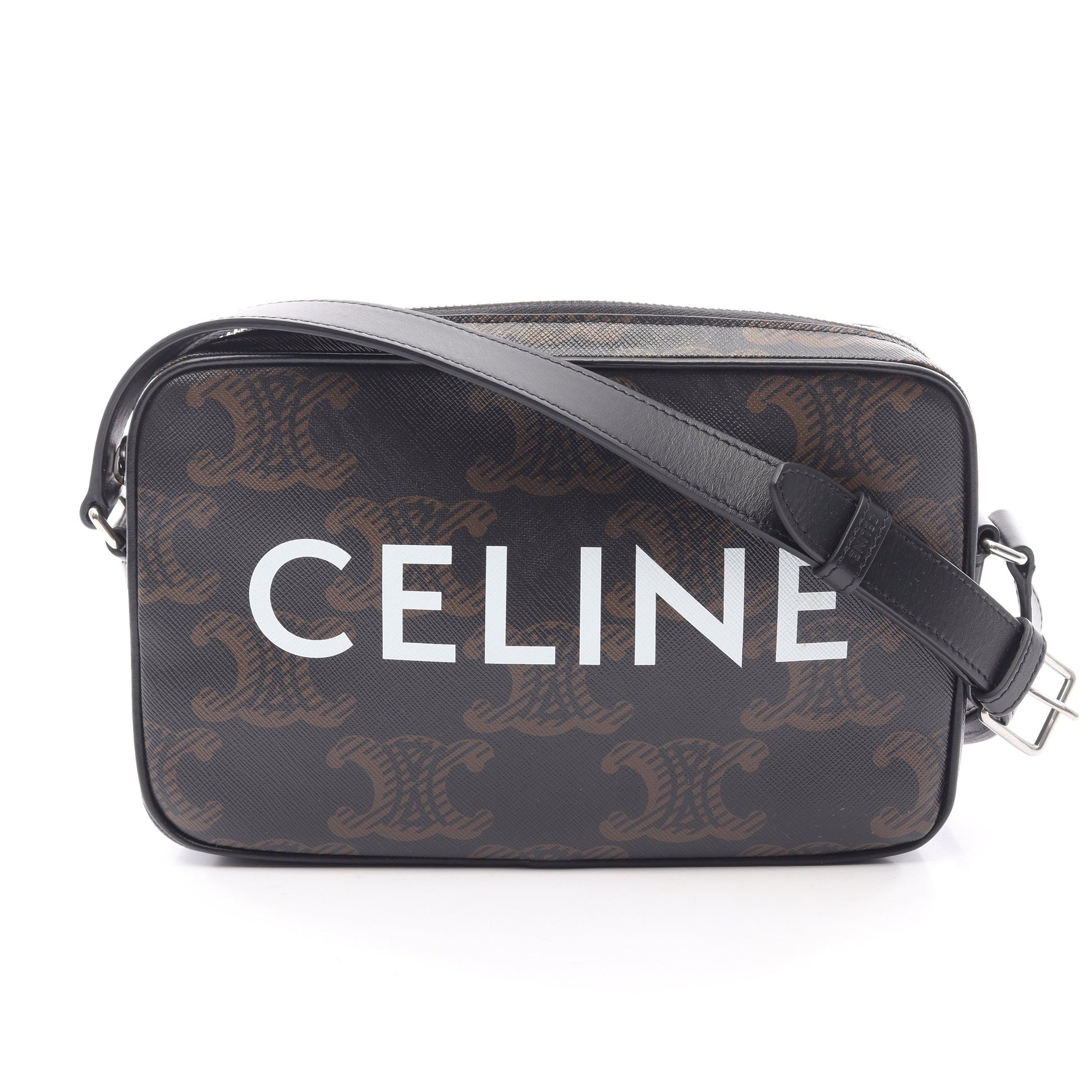 トリオンフ ミディアム メッセンジャーバッグ ショルダーバッグ PVC レザー ブラック セリーヌ バッグ CELINE