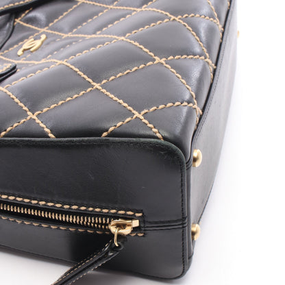 ワイルドステッチ ハンドバッグ ラムスキン ブラック ゴールド金具 シャネル バッグ CHANEL