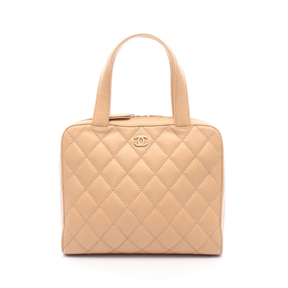 ワイルドステッチ ハンドバッグ レザー ベージュ ゴールド金具 シャネル バッグ CHANEL