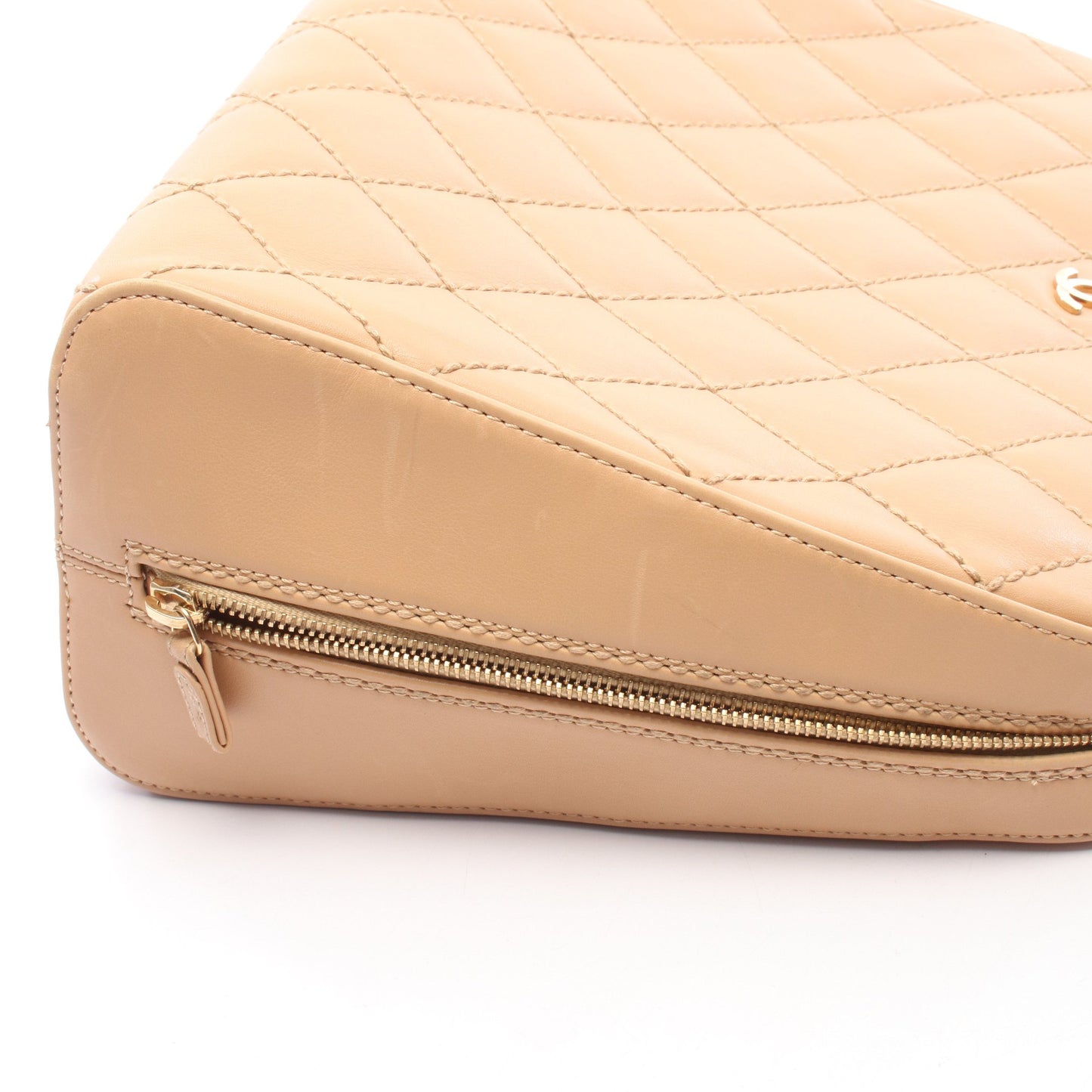 ワイルドステッチ ハンドバッグ レザー ベージュ ゴールド金具 シャネル バッグ CHANEL