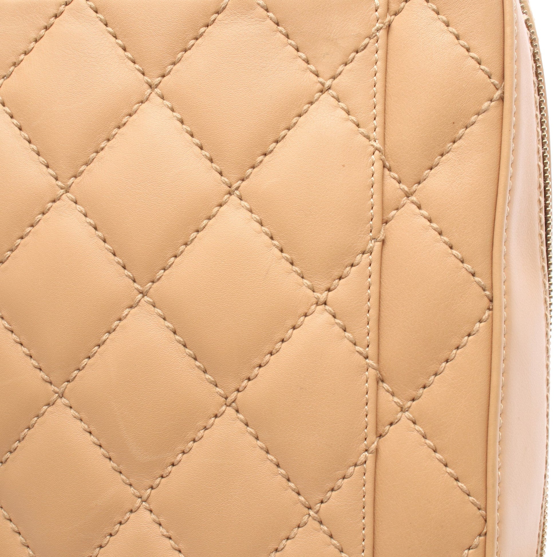 ワイルドステッチ ハンドバッグ レザー ベージュ ゴールド金具 シャネル バッグ CHANEL