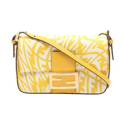 バゲット1997 スモール ワンショルダーバッグ コーティングキャンバス レザー イエロー ホワイト フェンディ バッグ FENDI
