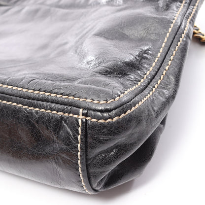 VITELLO SHINE チェーンショルダーバッグ レザー ブラック プラダ バッグ PRADA
