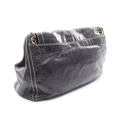 VITELLO SHINE チェーンショルダーバッグ レザー ブラック プラダ バッグ PRADA