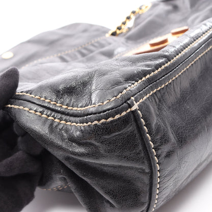 VITELLO SHINE チェーンショルダーバッグ レザー ブラック プラダ バッグ PRADA