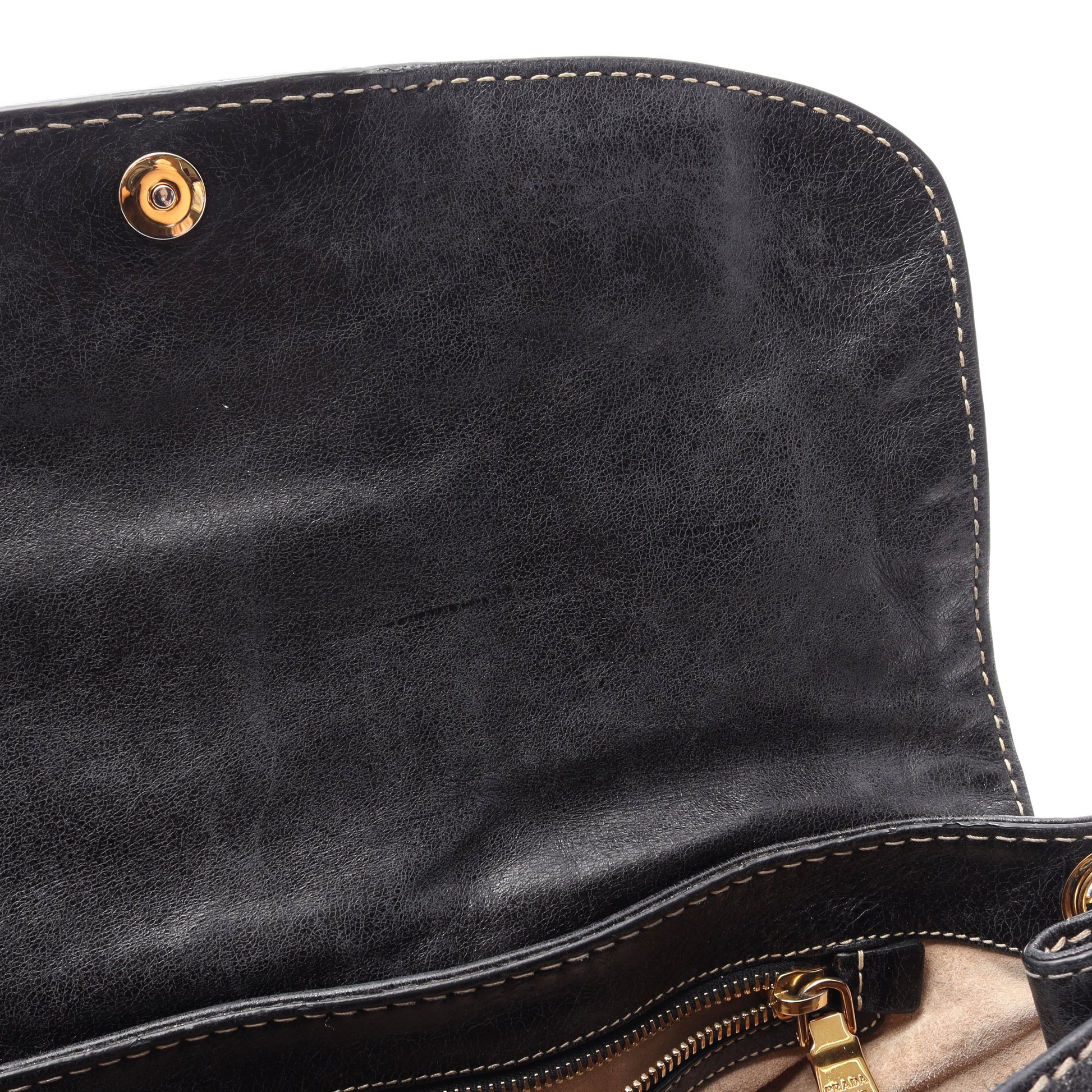 VITELLO SHINE チェーンショルダーバッグ レザー ブラック プラダ バッグ PRADA