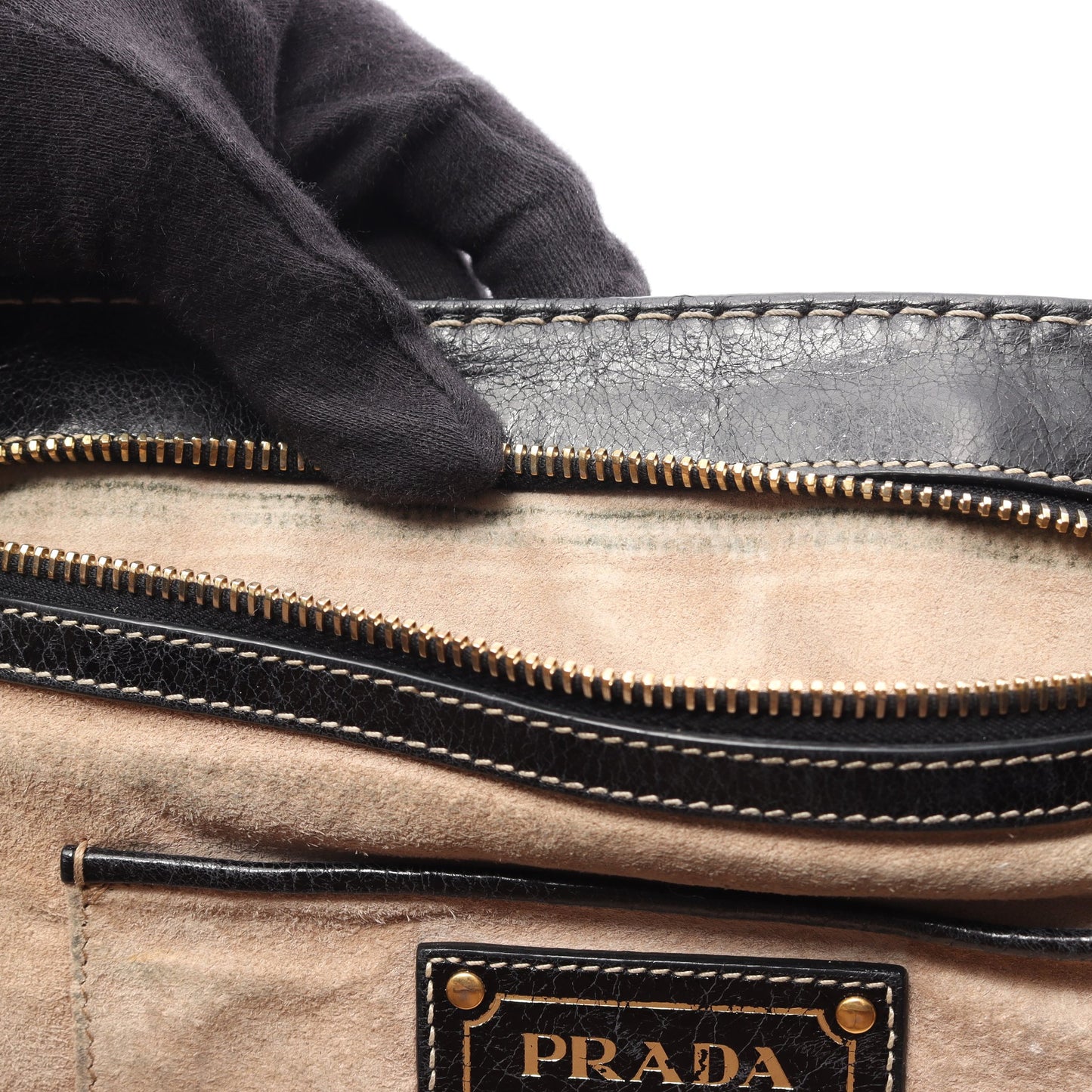 VITELLO SHINE チェーンショルダーバッグ レザー ブラック プラダ バッグ PRADA